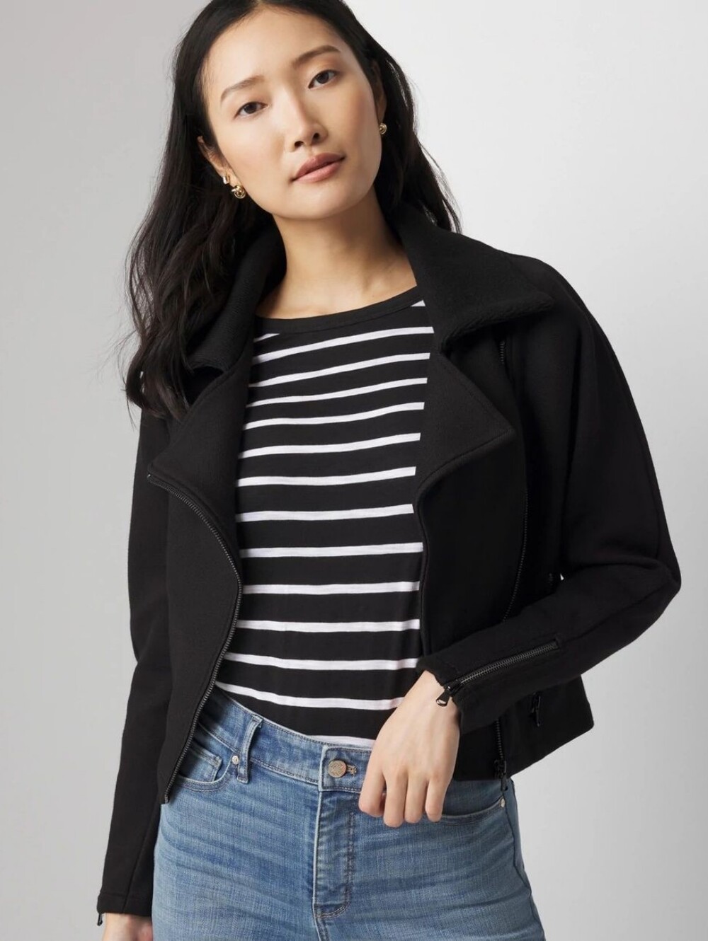 WHBM | Asymmetrical Zipper Moto Sweater Jacket